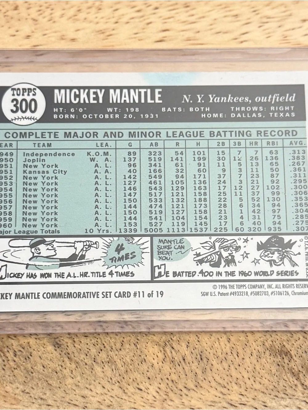 Mickey Mantle Topps Refractor #300